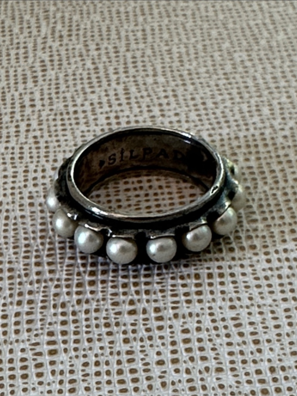 Silpada Sterling Silver Band with Pearl-Style Accents - White